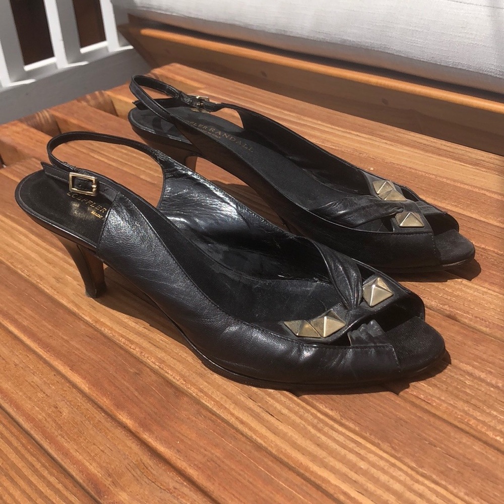 Loeffler Randall Black Rockstud Slingbacks 9.5